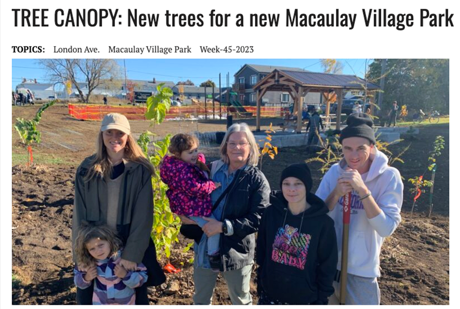 TREE CANOPY for Macaulay Village Park
